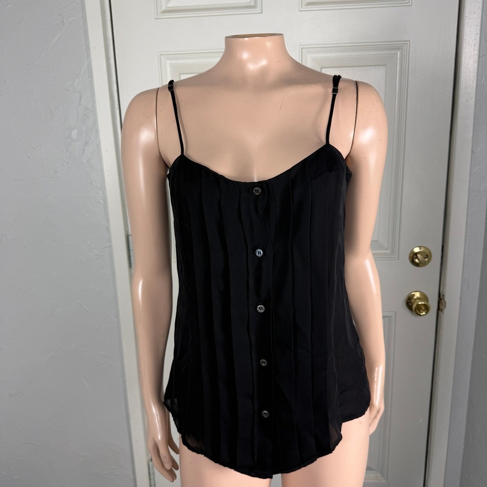 Nili Lotan Women's Shirt Medium Silk Tank Top Pintuck Button Designer II20